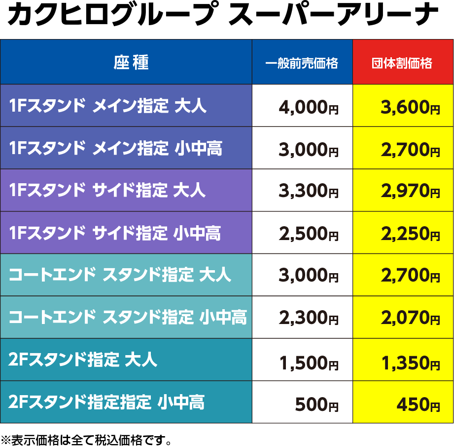 団体割：カクヒログループスーパーアリーナ