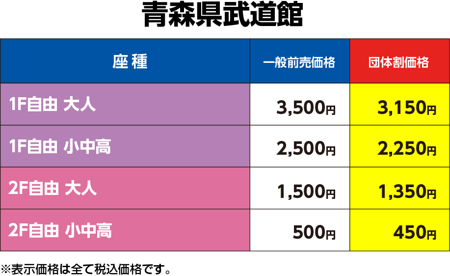 団体割：青森県武道館