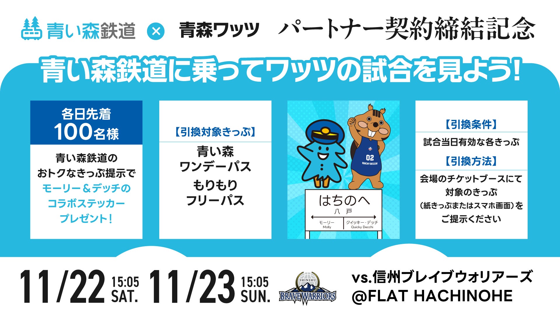 青い森鉄道に乗ってワッツの試合を見ようキャンペーン実施🚃